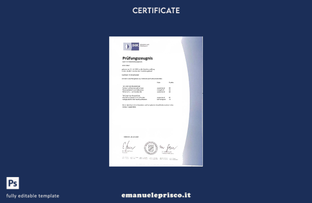 stile verificato Certificato d'esame Germania IHK Monaco Modello Word e PDF